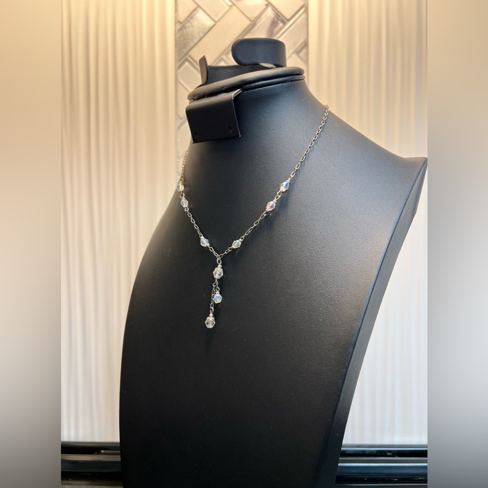 Glass Beaded Teardrop Y Statement Necklace